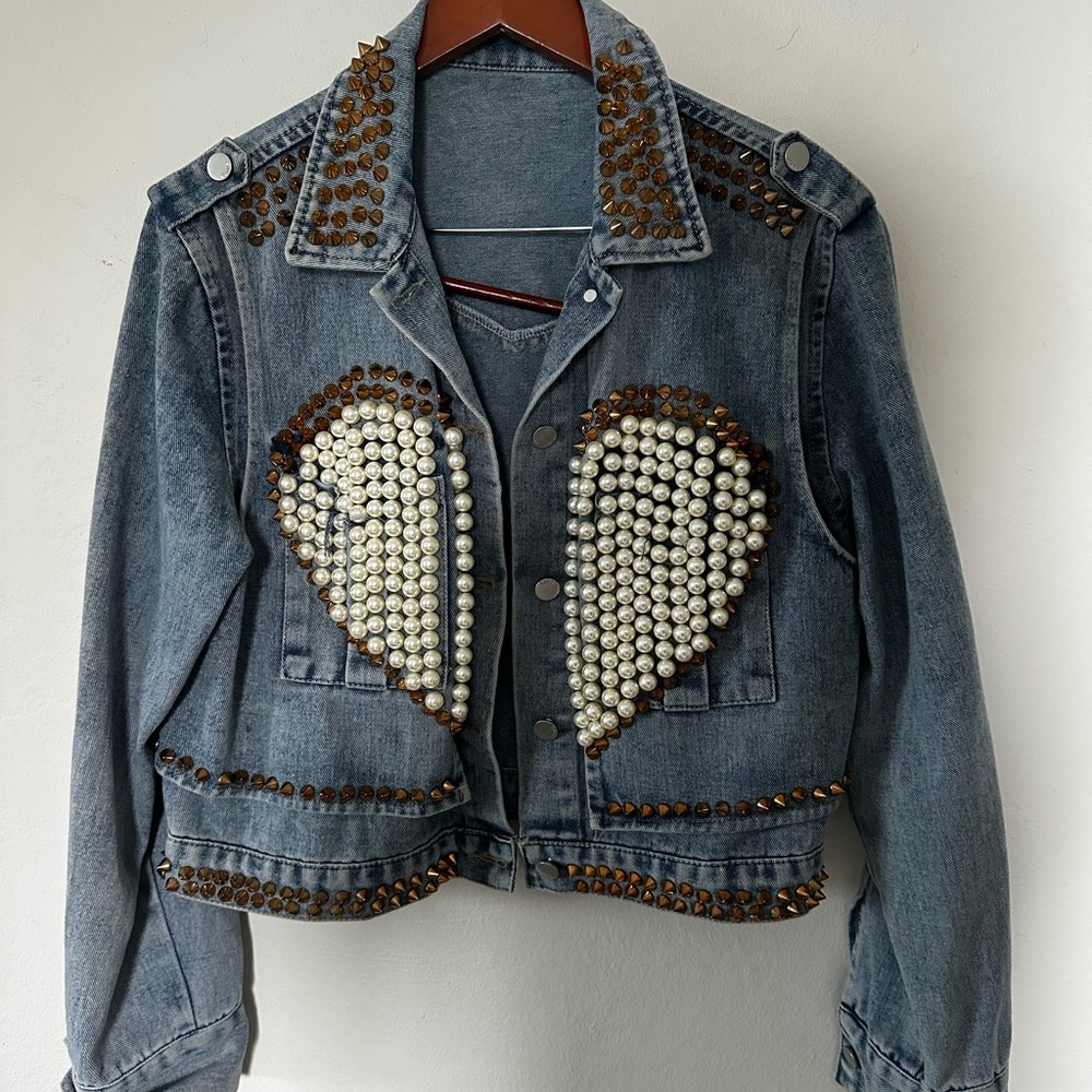 Pearl Embellished Denim Jacket